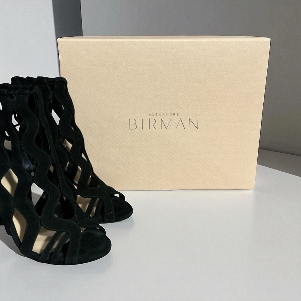 Alexandre Birman Loretta Black Suede Cutout Block Heel Sandals EU 37 US 7 - Picture 11 of 14
